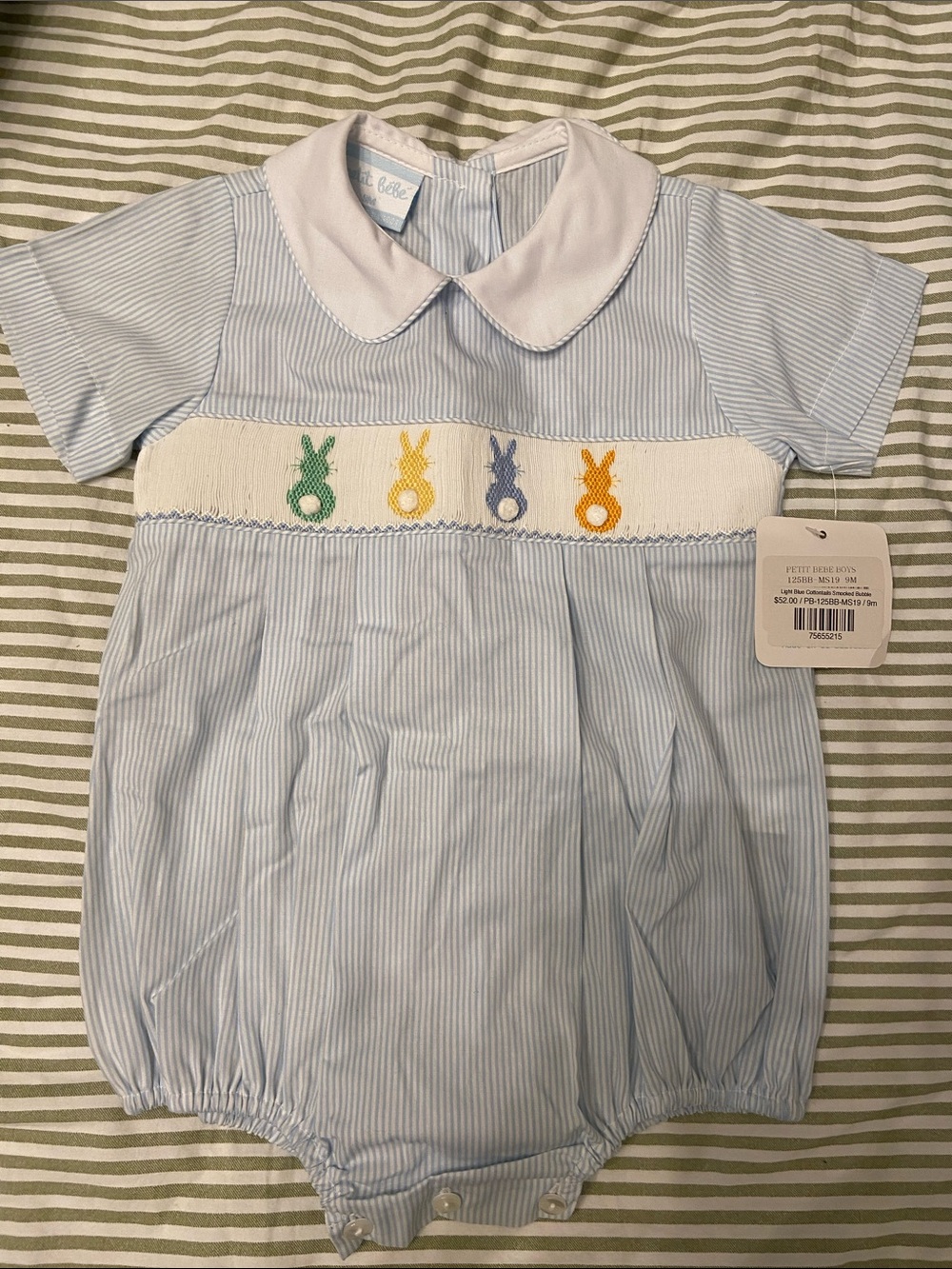 Light blue cottontails smocked bubble